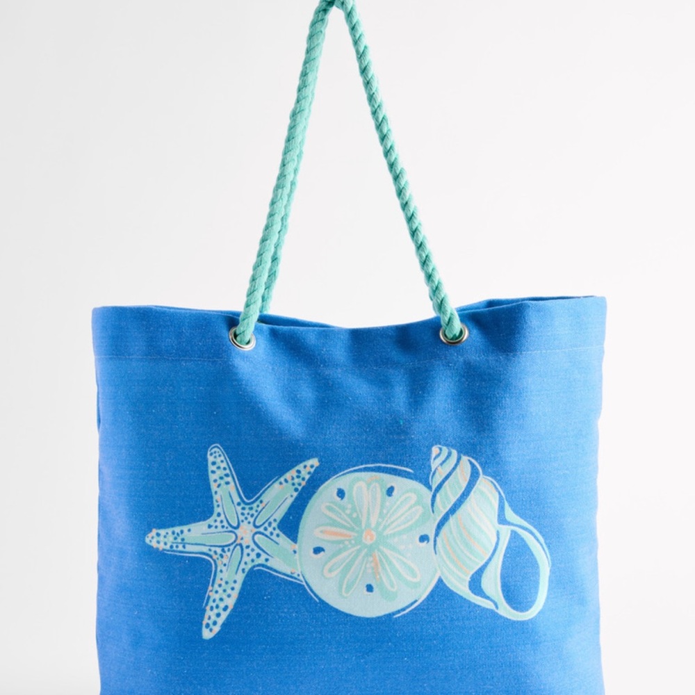 NWT Blue Beach Tote Bag with Sea Life Design
